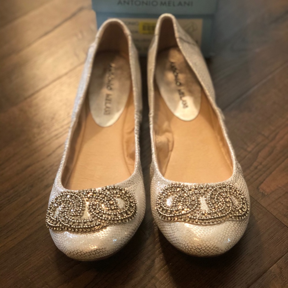 Silver ballet flats
